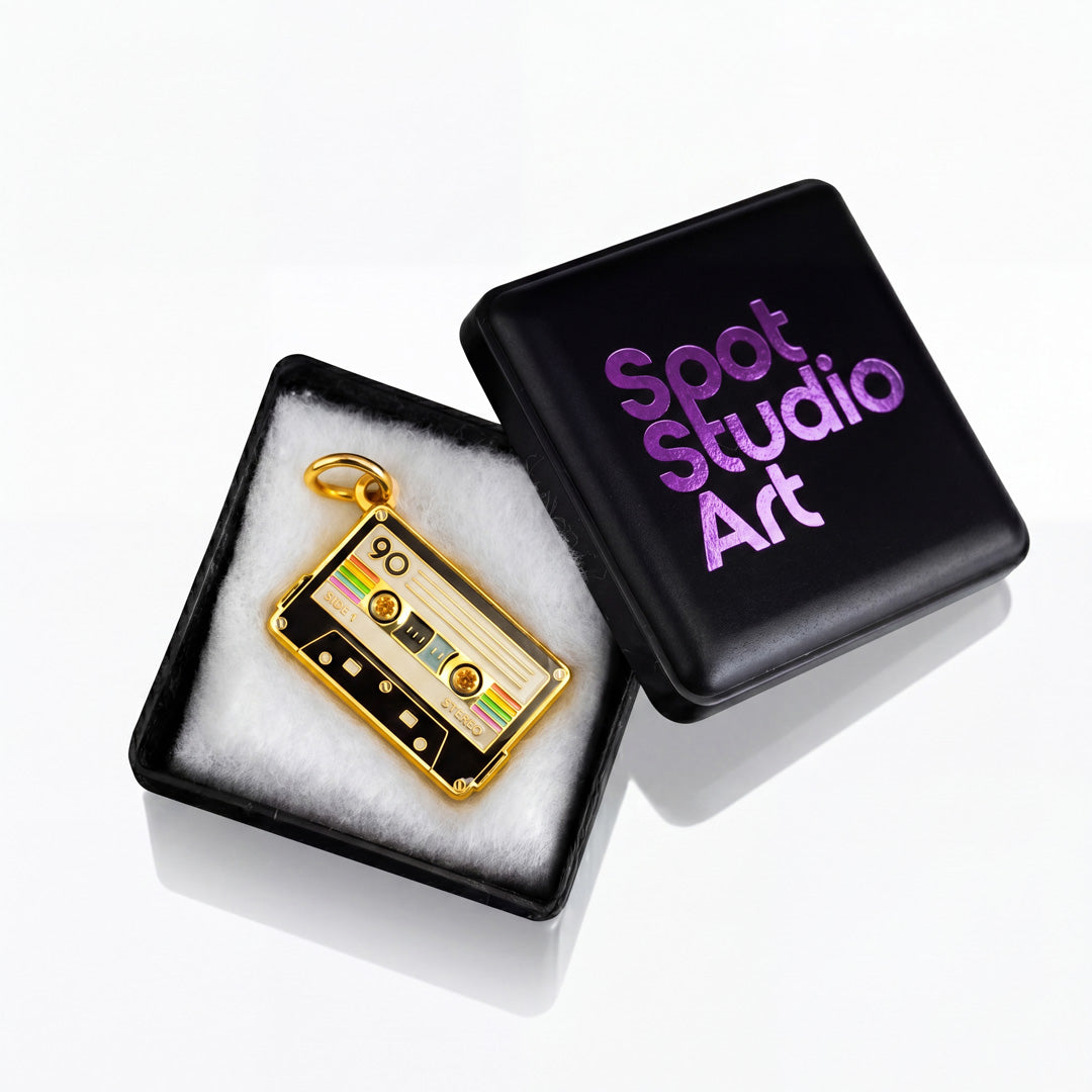 Vintage Vibes Golden Mixtape Pendant Charm