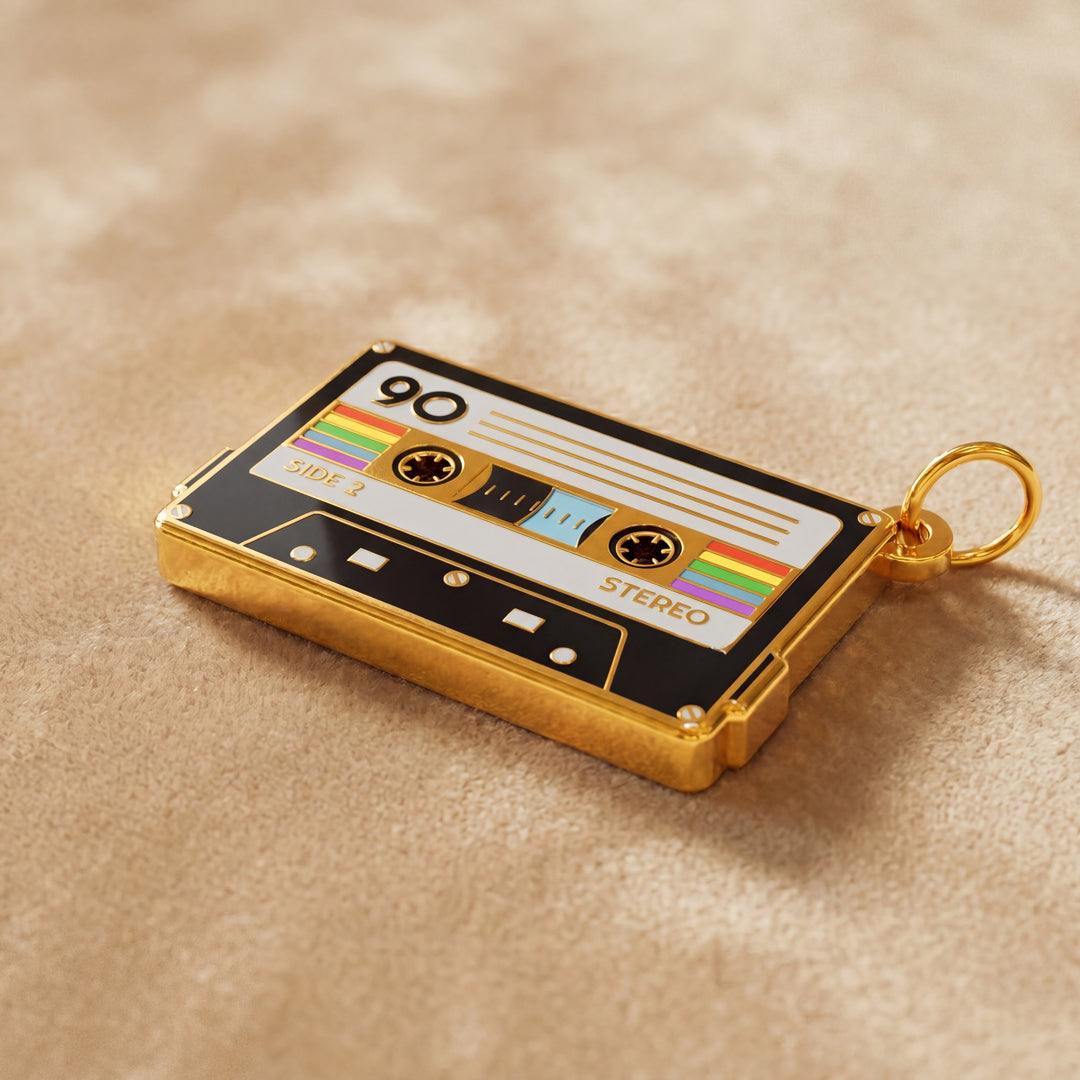 Vintage Vibes Golden Mixtape Pendant Charm