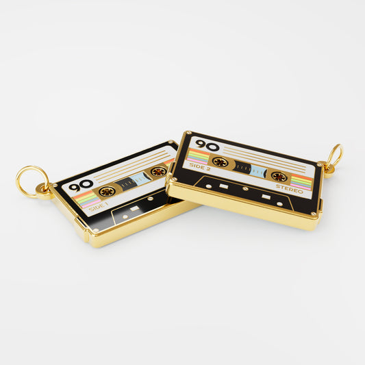 Vintage Vibes Golden Mixtape Pendant Charm