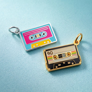 Cassette Tape Enamel Pendant Charm Set