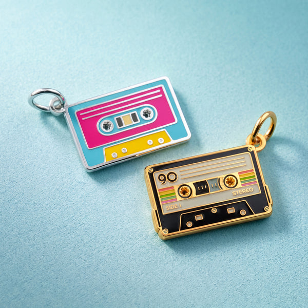 Cassette Tape Enamel Pendant Charm Set