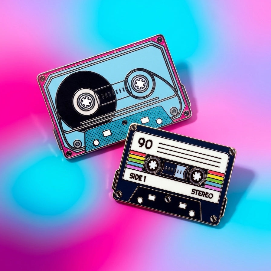 Email: Retro Kassetten-Emaille-Pin-Bündel