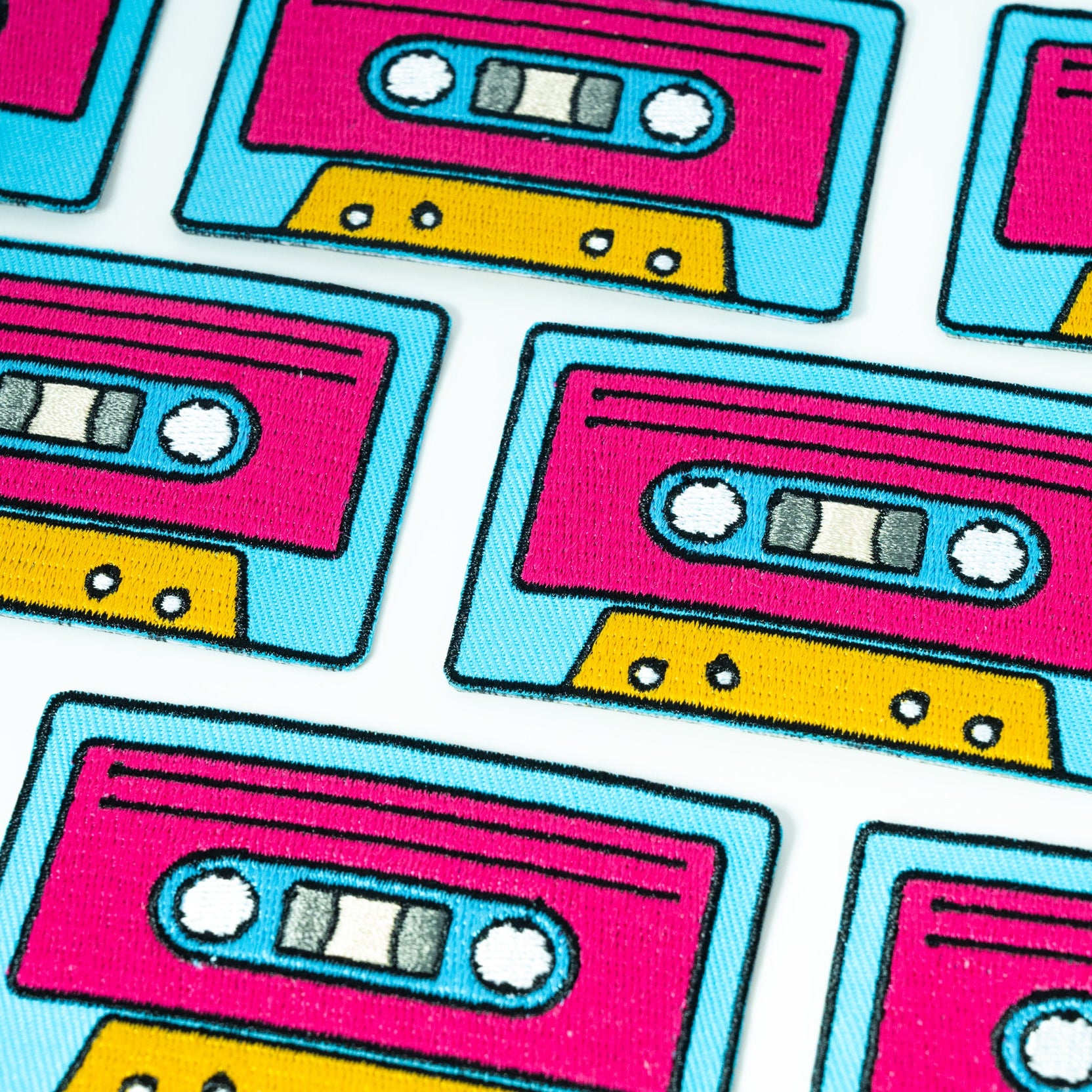 Retro Rewind: Colorful Cassette Tape Iron-On Patch