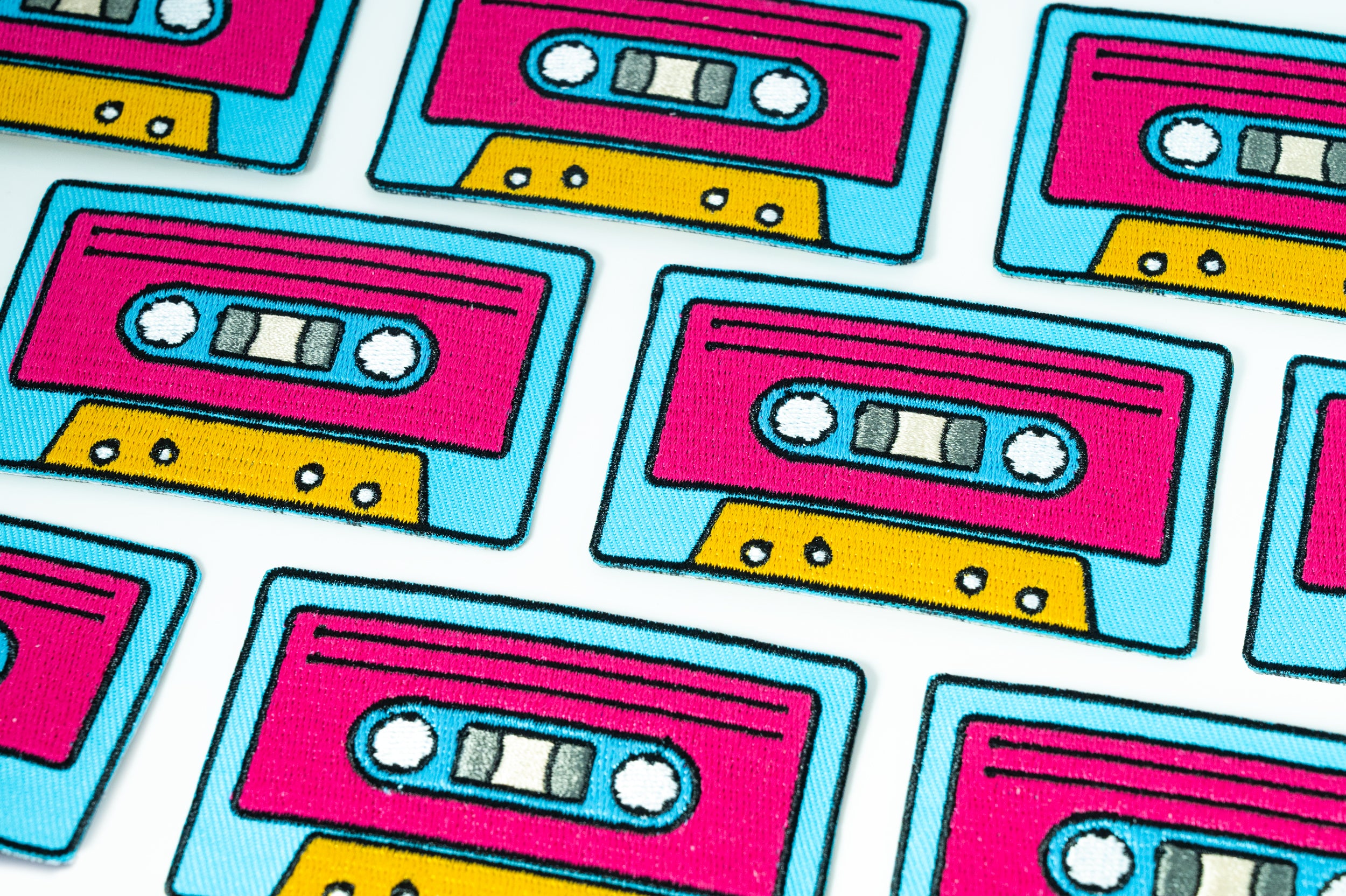 Retro Rewind: Colorful Cassette Tape Iron-On Patch