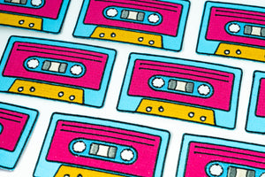Retro Rewind: Colorful Cassette Tape Iron-On Patch