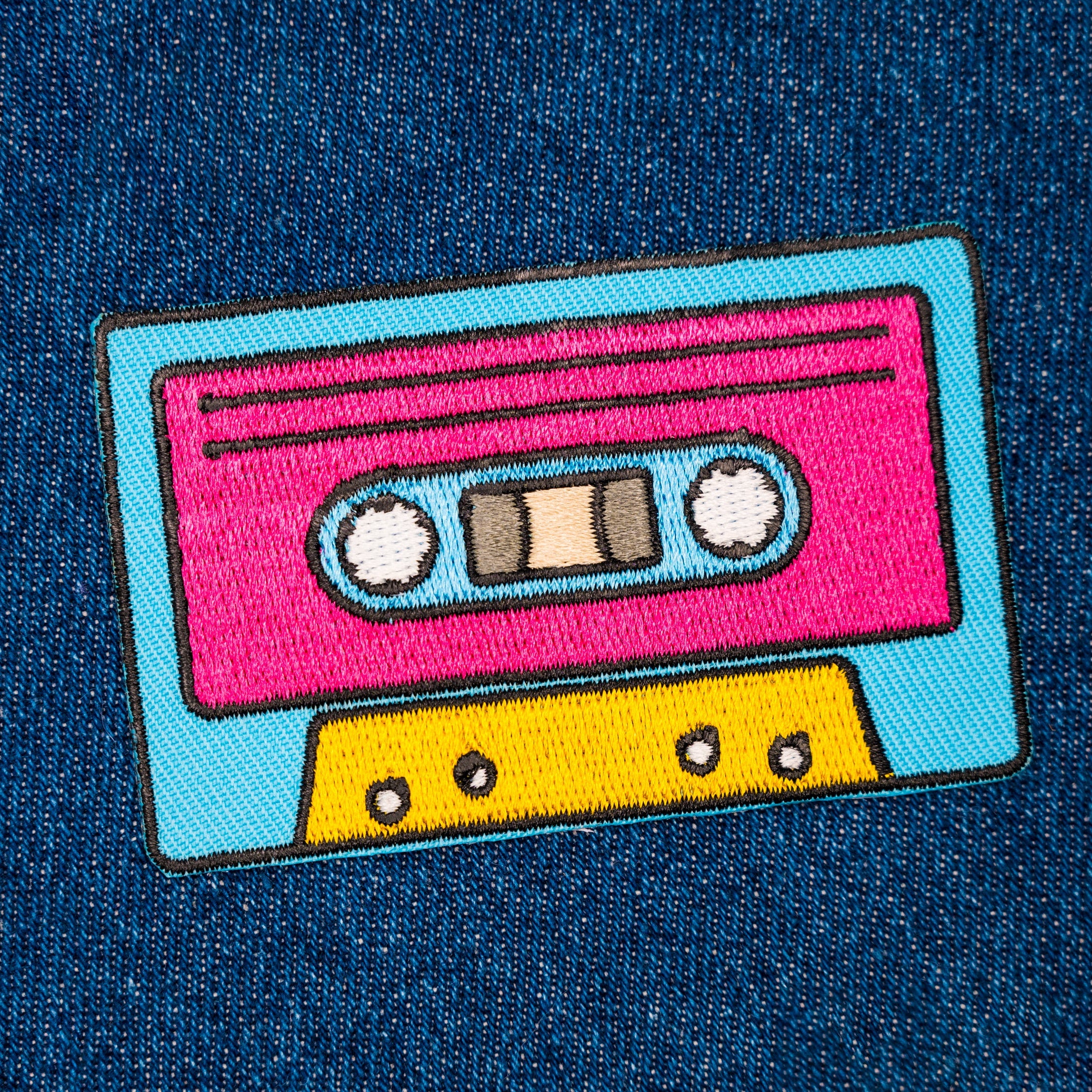 Retro Rewind: Colorful Cassette Tape Iron-On Patch