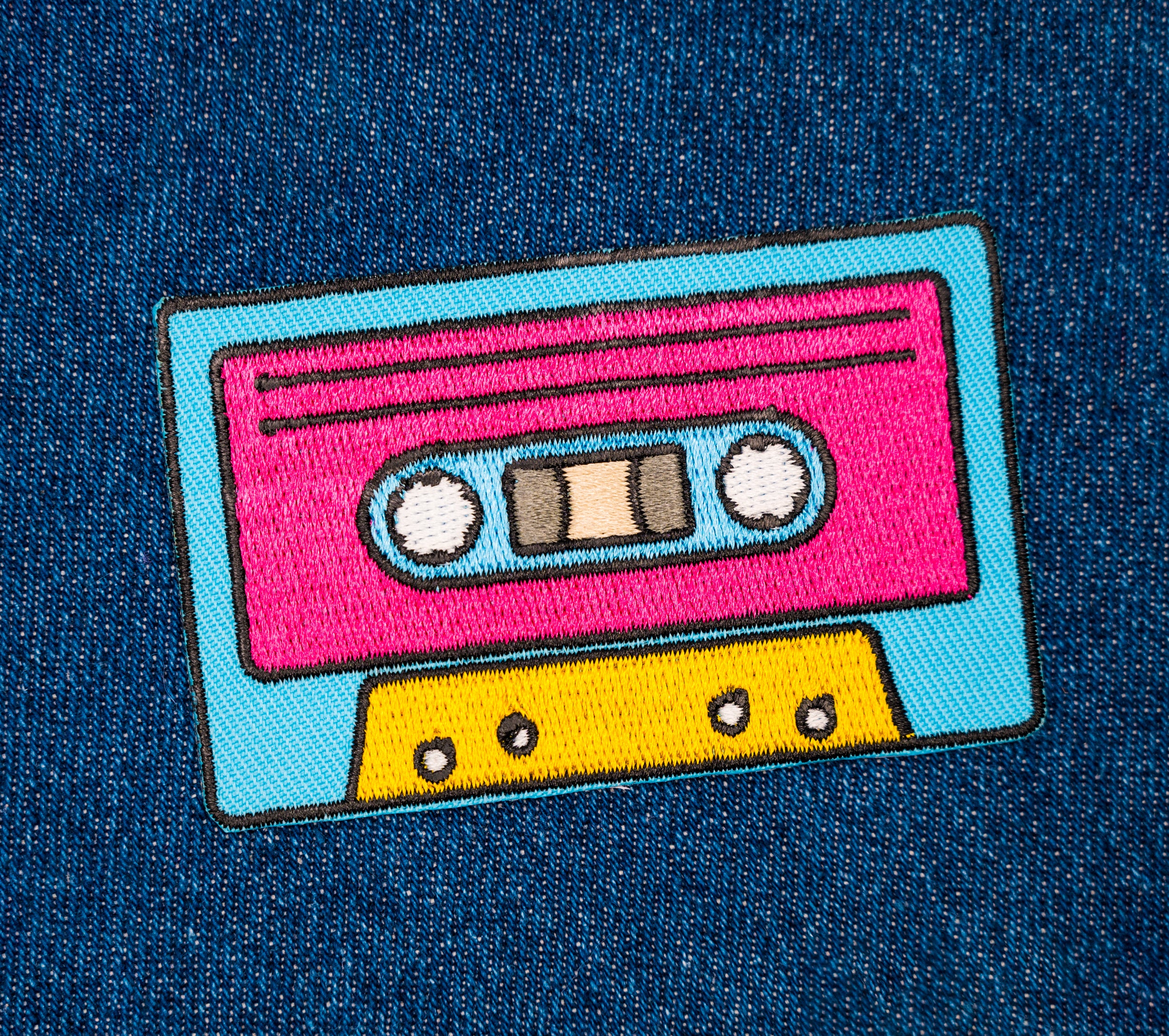 Retro Rewind: Colorful Cassette Tape Iron-On Patch
