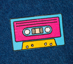 Retro Rewind: Colorful Cassette Tape Iron-On Patch