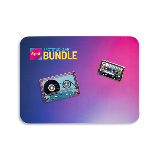 Retro Cassette Tape Enamel Pin Bundle