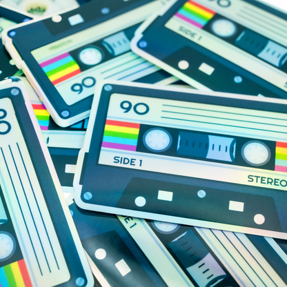 Holographic 80s Mix Tape Stickers – Set of 2 Throwback Decals