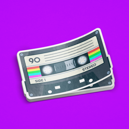 Holographic 80s Mix Tape Stickers – Set of 2 Throwback Decals