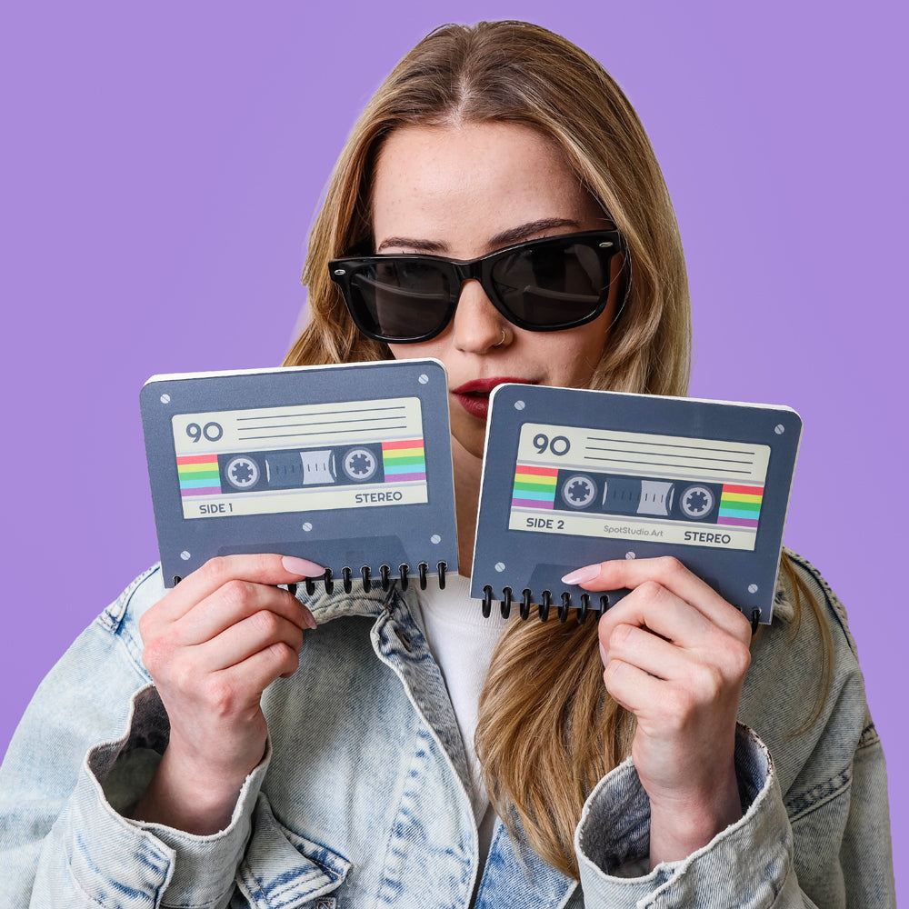 Retro Cassette Tape Notebook Set of 2 – A6 Mini Spiral Journals