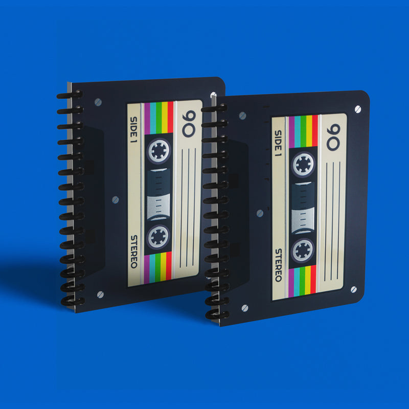 Retro Cassette Tape Notebook Set of 2 – A6 Mini Spiral Journals