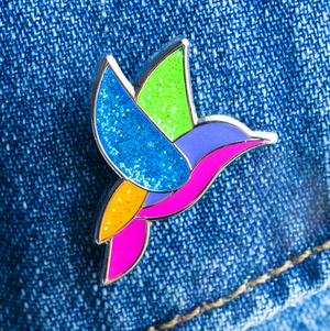 Glittery Hummingbird Enamel Pin
