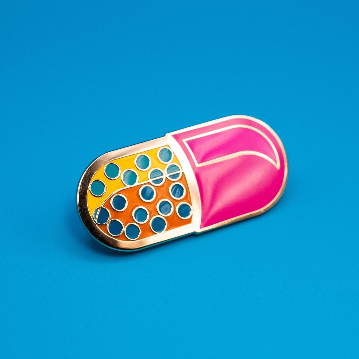 Pill Poppin' Capsule Pin: Glittering Medicine Enamel Accessory