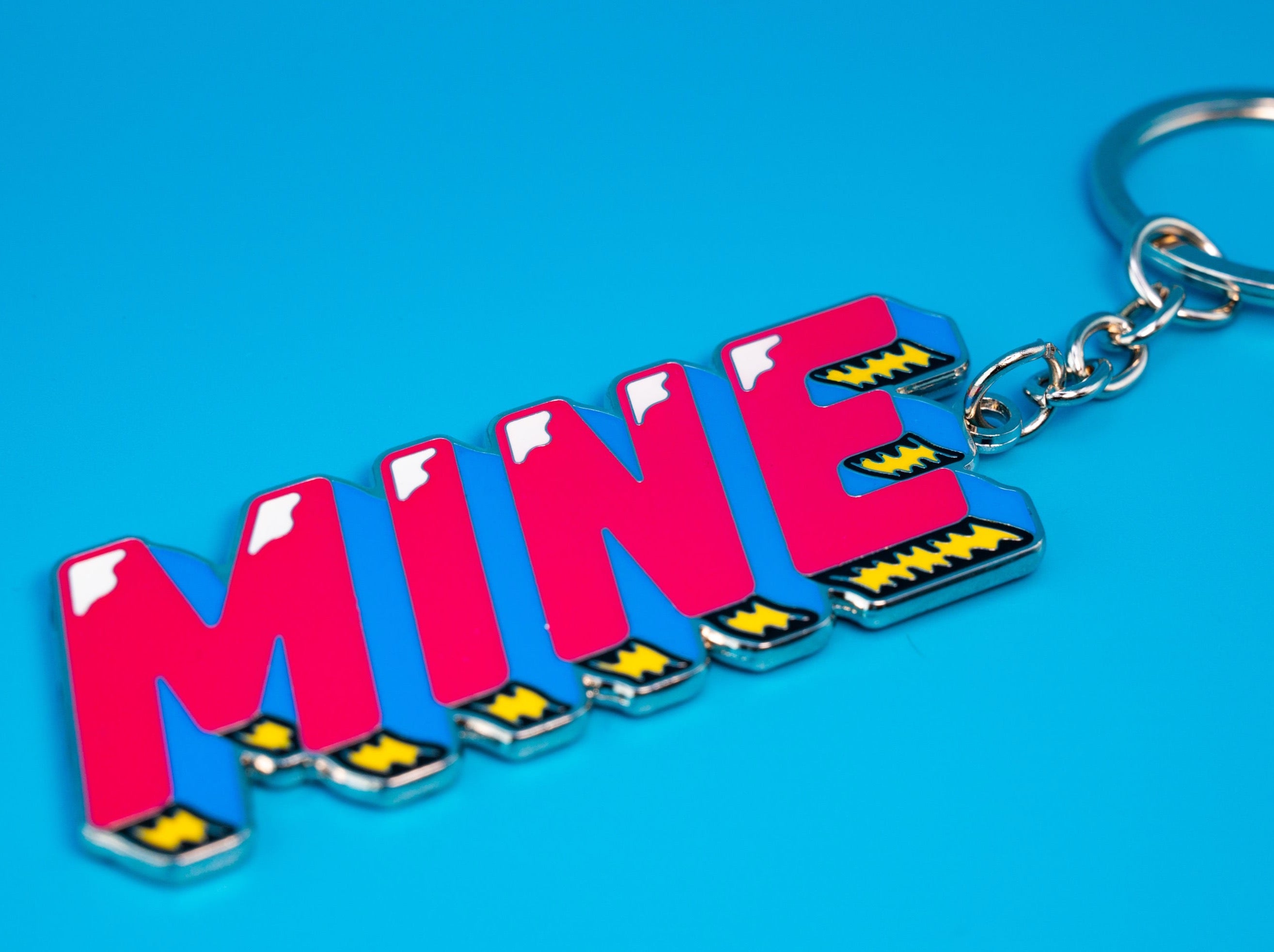 Vibrant Enamel 'MINE' Keychain