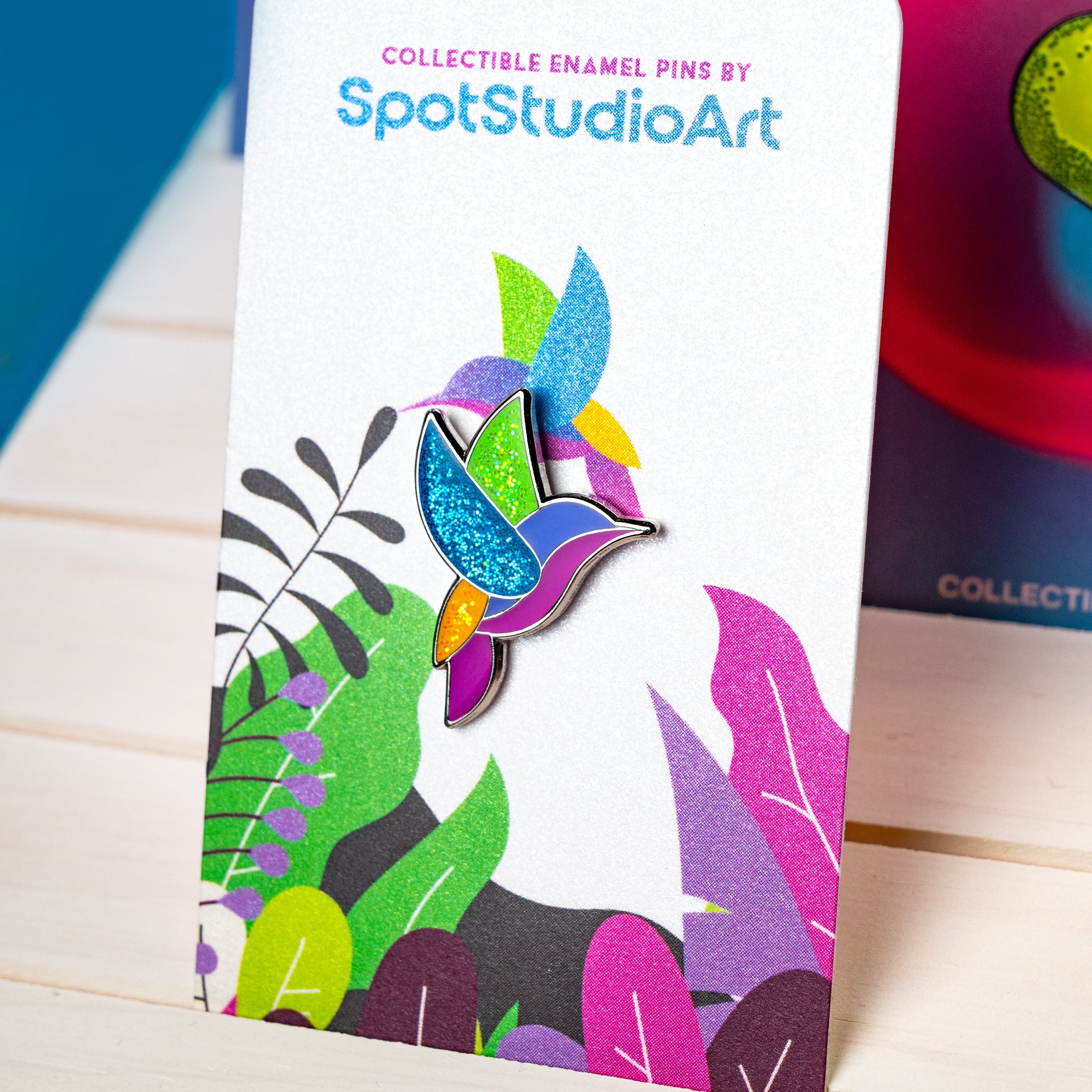 Glittery Hummingbird Enamel Pin