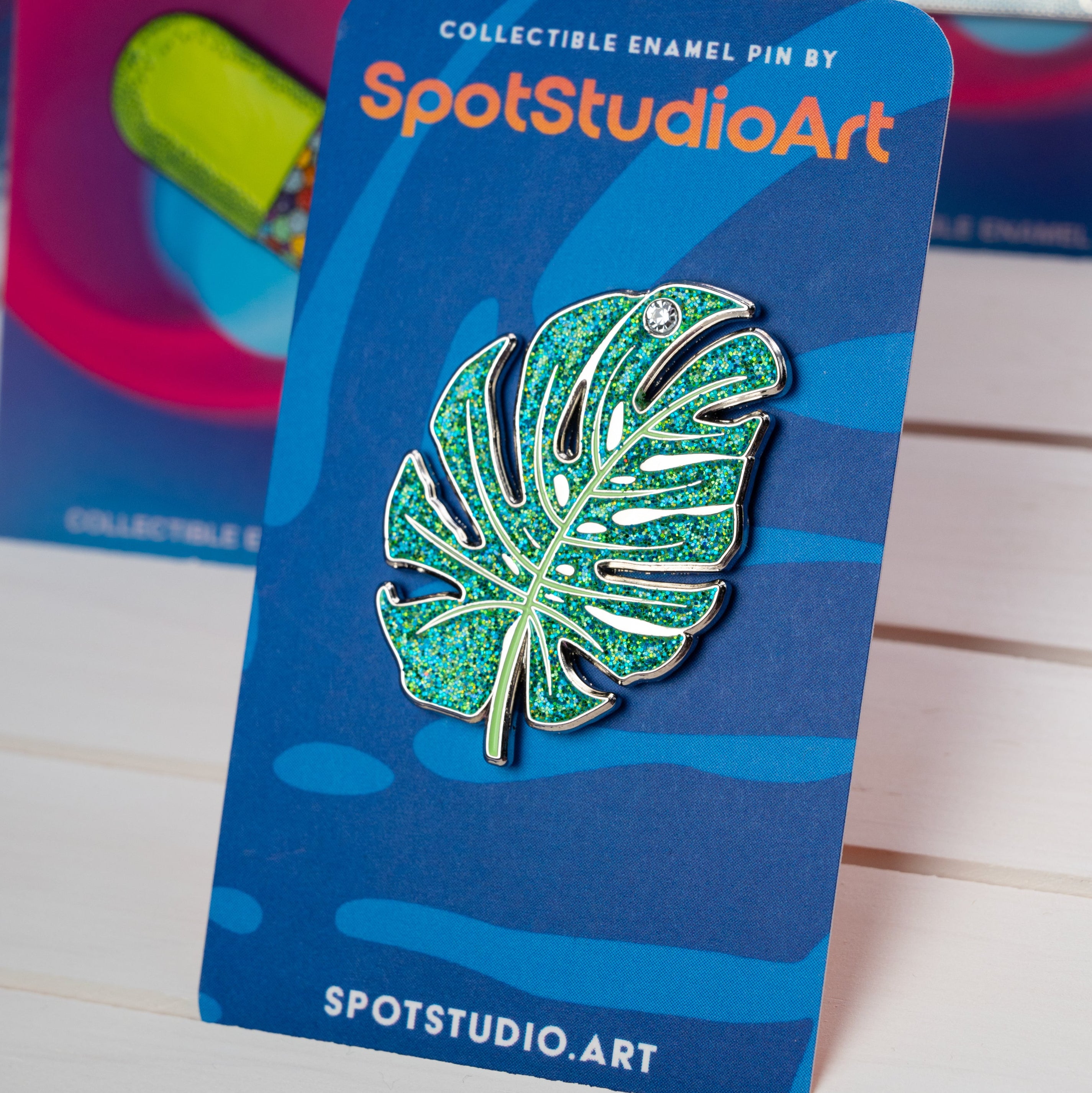 Sparkling Monstera Leaf Enamel Pin