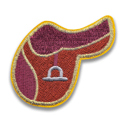 English Riding Saddle Embroidered Iron-On Patch