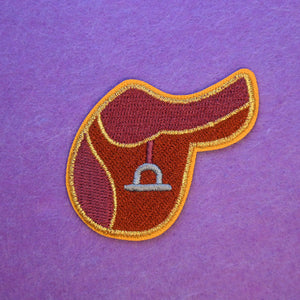 English Riding Saddle Embroidered Iron-On Patch