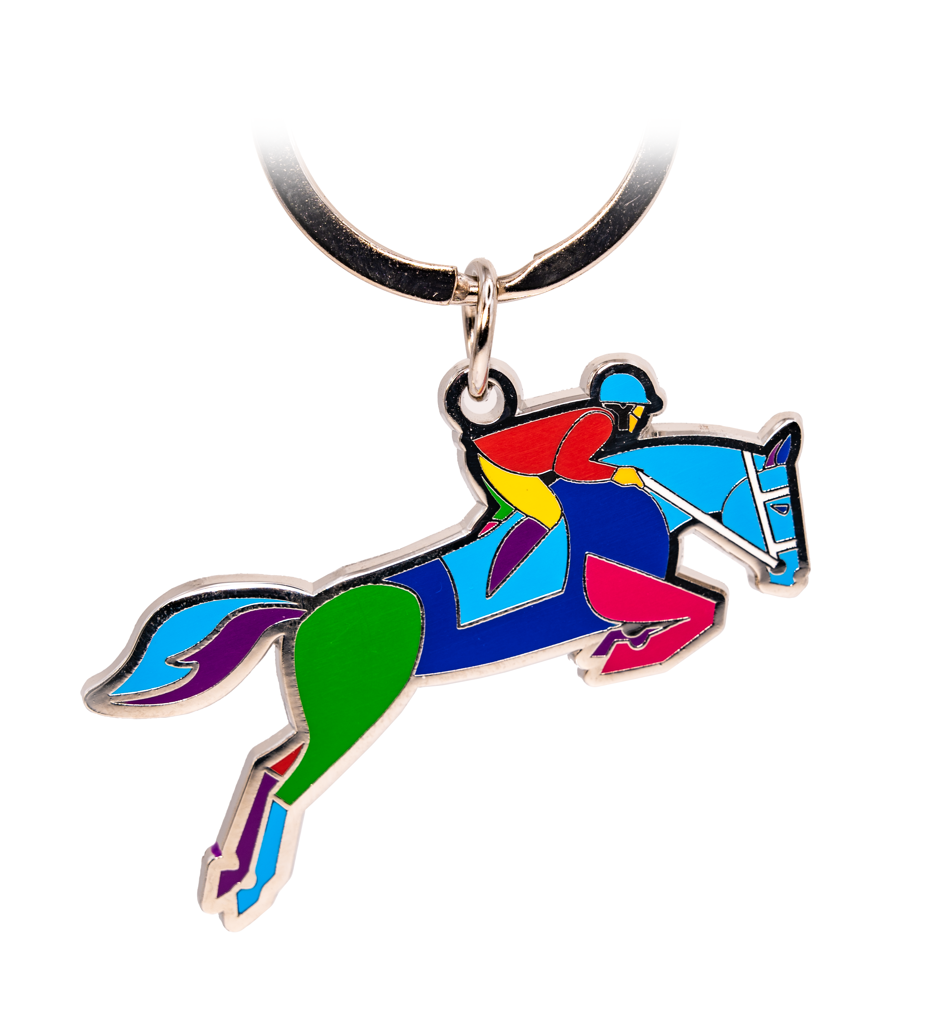 Jumping Equestrian Enamel Keychain