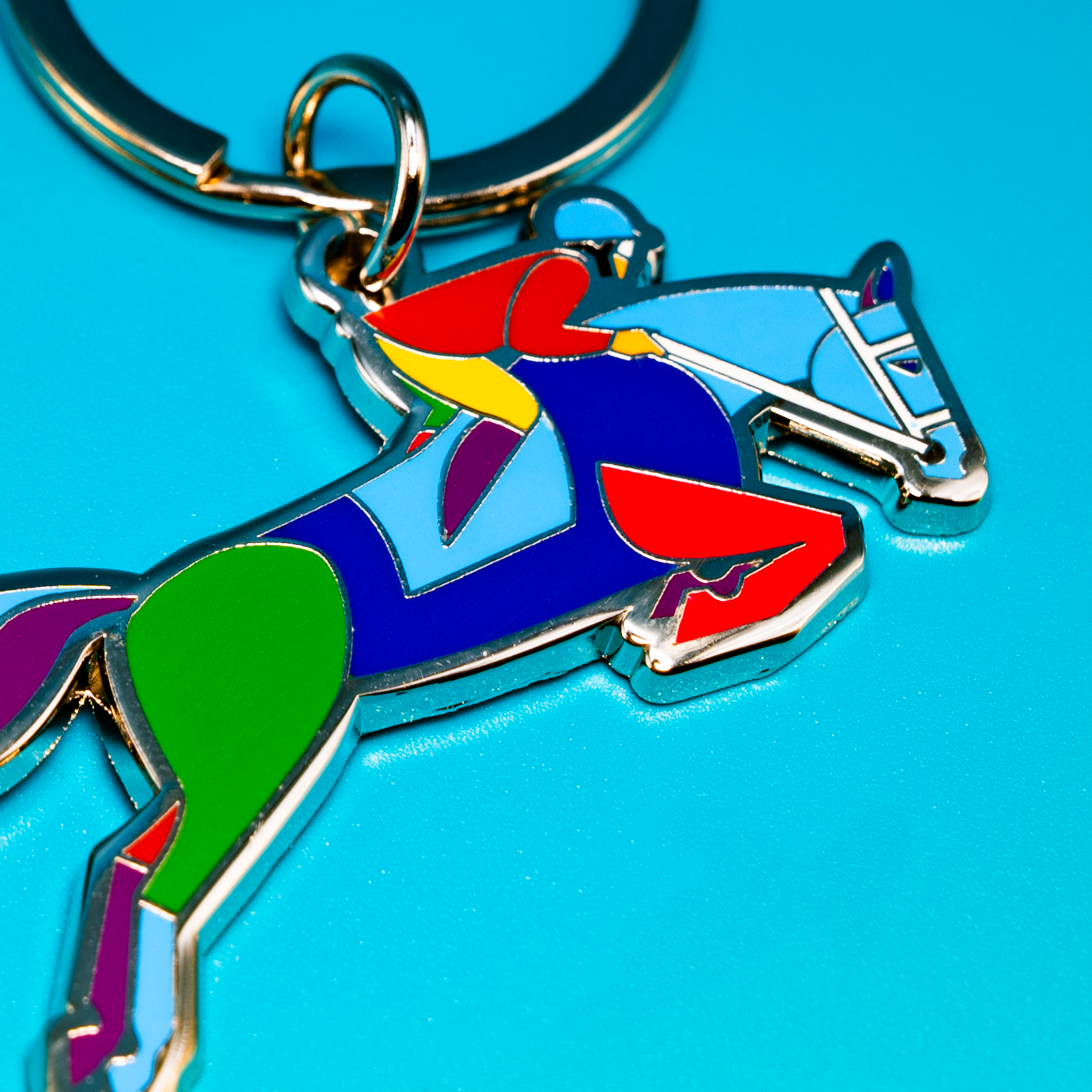 Jumping Equestrian Enamel Keychain