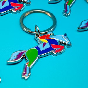 Jumping Equestrian Enamel Keychain