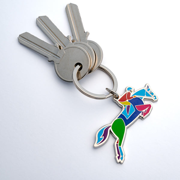 Jumping Equestrian Enamel Keychain