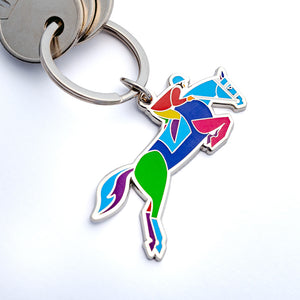 Jumping Equestrian Enamel Keychain