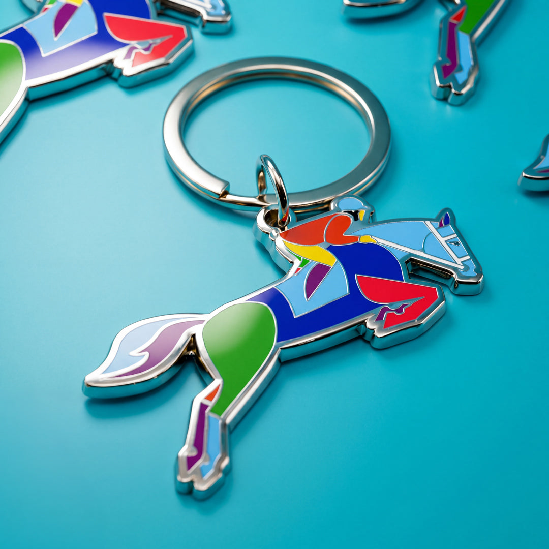 Jumping Equestrian Enamel Keychain