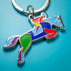 Jumping Equestrian Enamel Keychain