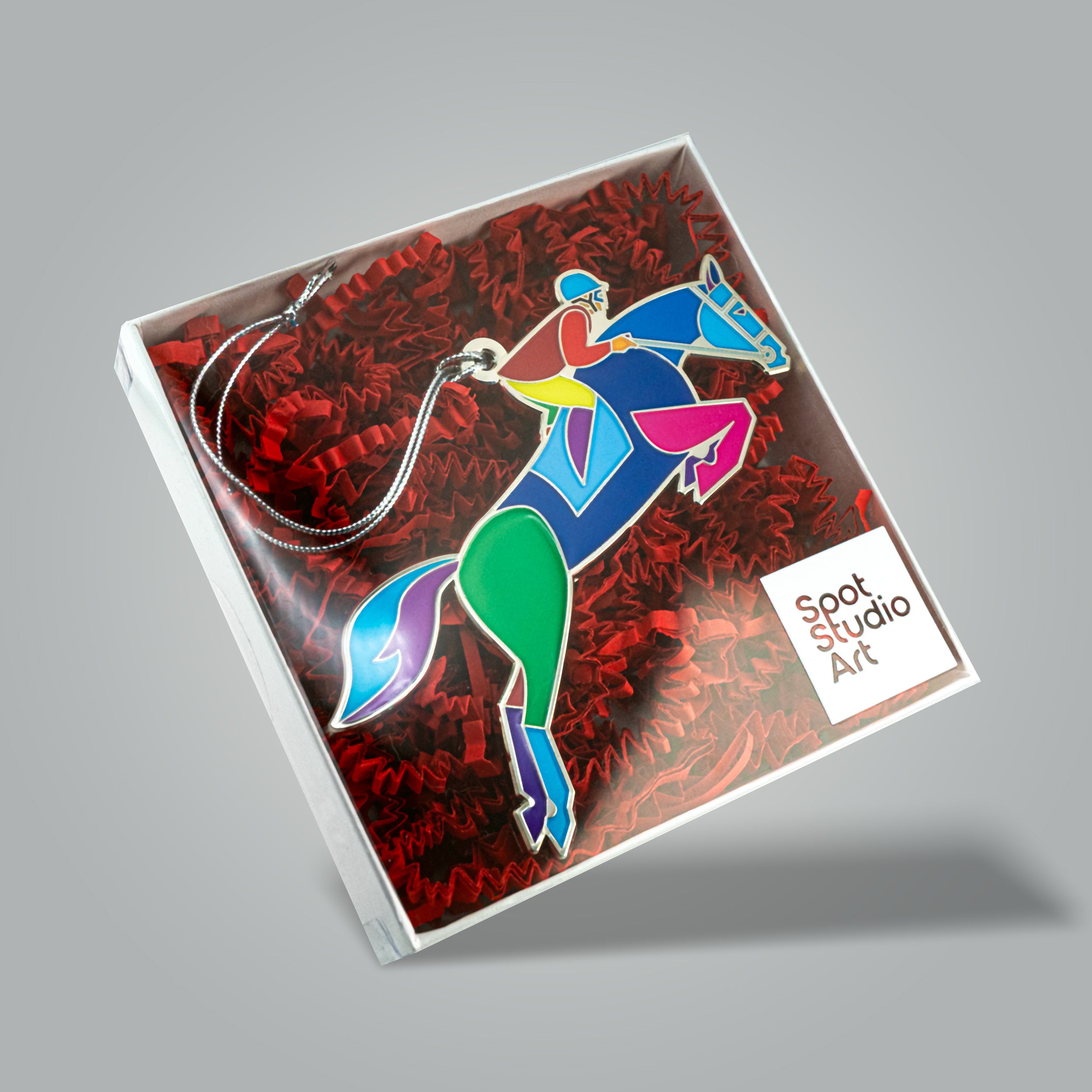 Equestrian Horse Jumping Enamel Ornament