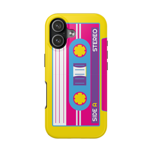 RetroWave Yellow Cassette Mix Tape iPhone Case