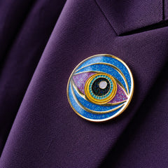 Golden Gaze: Vibrant Glitter Eye Enamel Pin