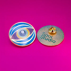 Golden Gaze: Vibrant Glitter Eye Enamel Pin