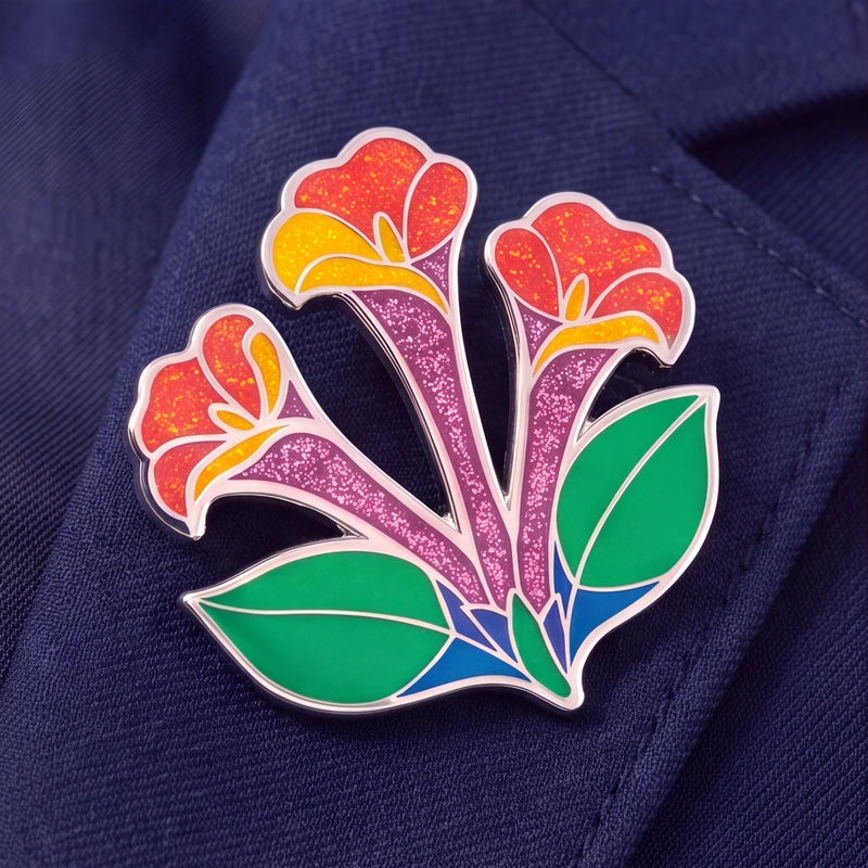 Honeysuckle Flower Glitter Enamel Pin