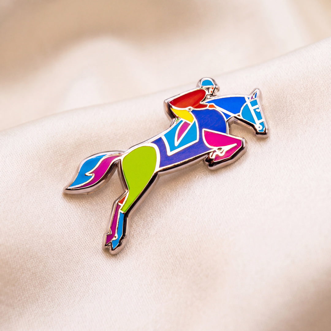 Equestrian Horse Jumping Enamel Pin