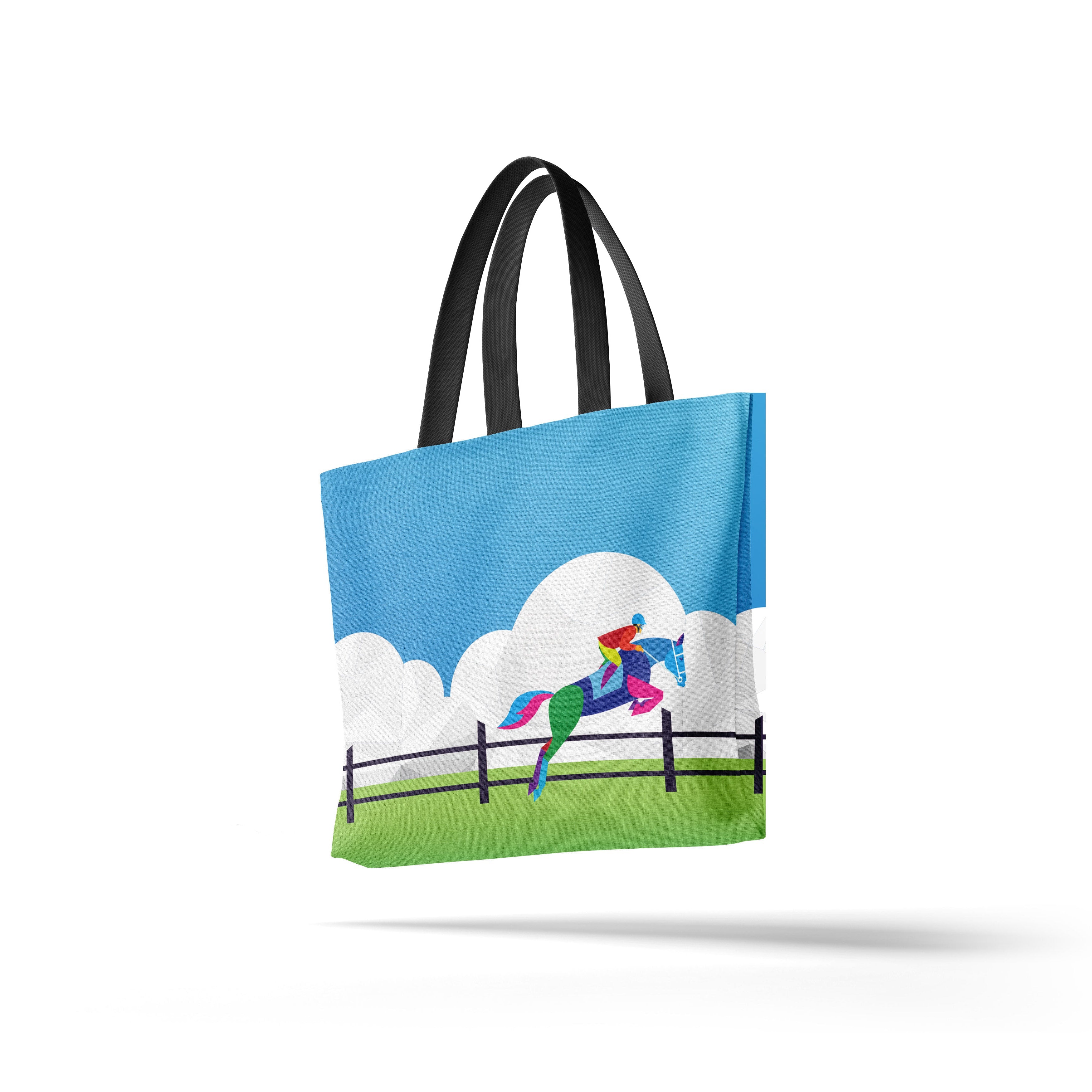 Equestrian Horse Jumping Tote Bag – Durable Canvas Bag for Horse Lovers, Riders & Equestrian Enthusiasts