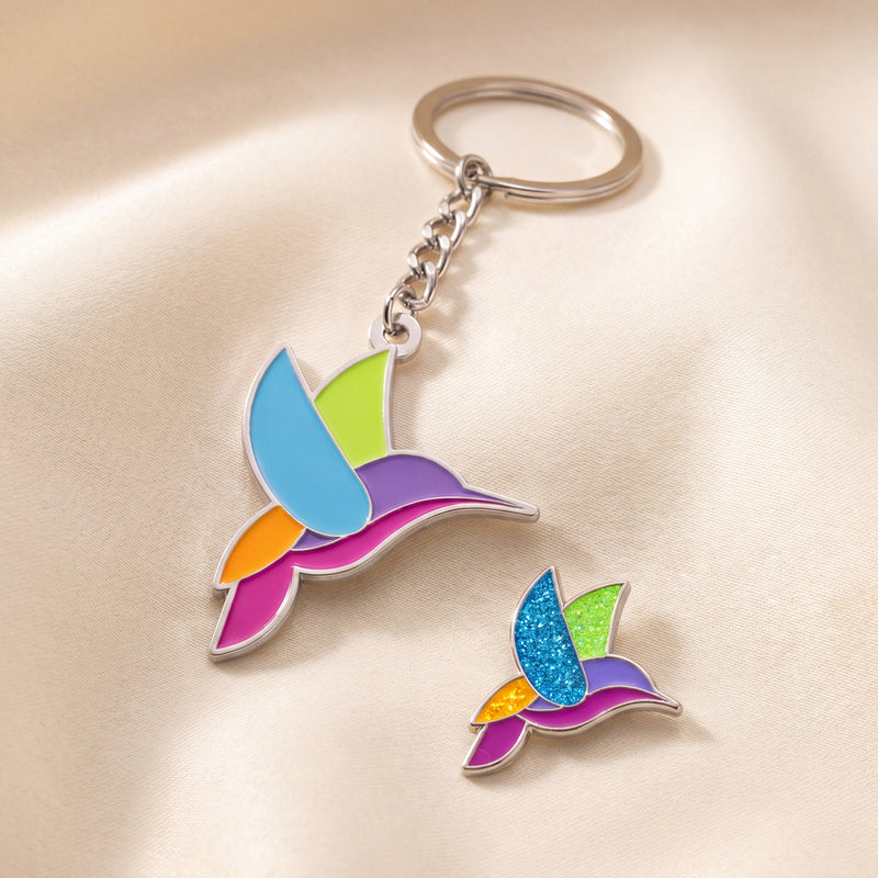 Hummingbird Enamel Pin & Keychain Bundle