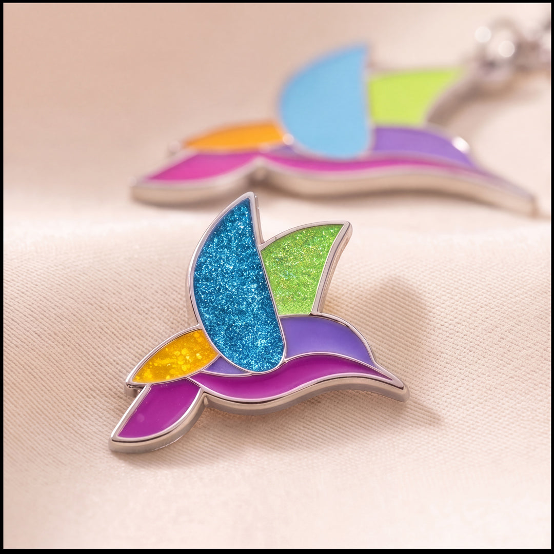Hummingbird Enamel Pin & Keychain Bundle