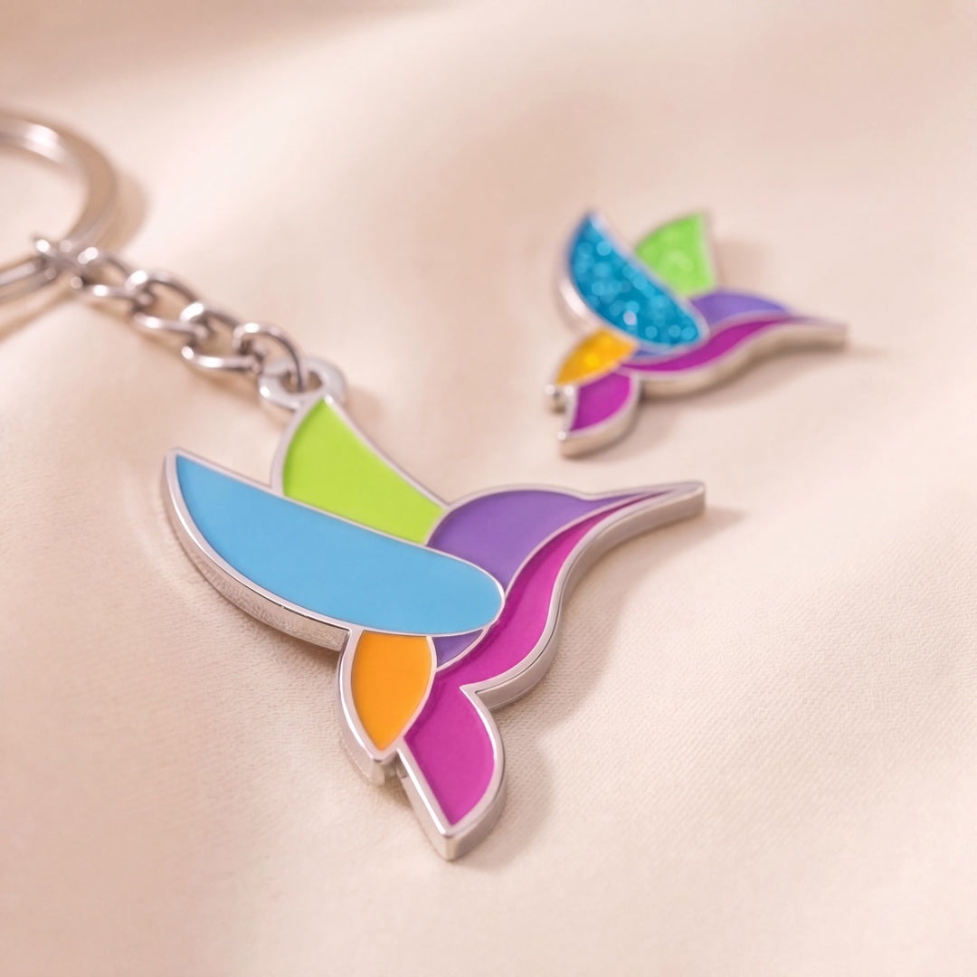Hummingbird Enamel Pin & Keychain Bundle
