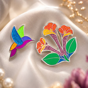 Hummingbird & Honeysuckle Enamel Pin Gift Set