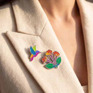Hummingbird & Honeysuckle Enamel Pin Gift Set