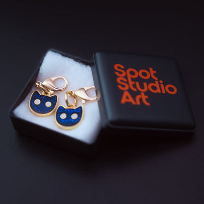Twilight Kitties: Glowing Enamel Cat Charm Duo