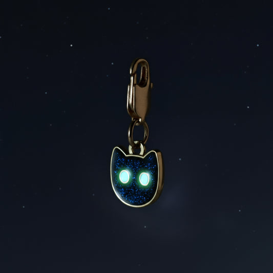 Twilight Kitty: Glowing Enamel Cat Charm