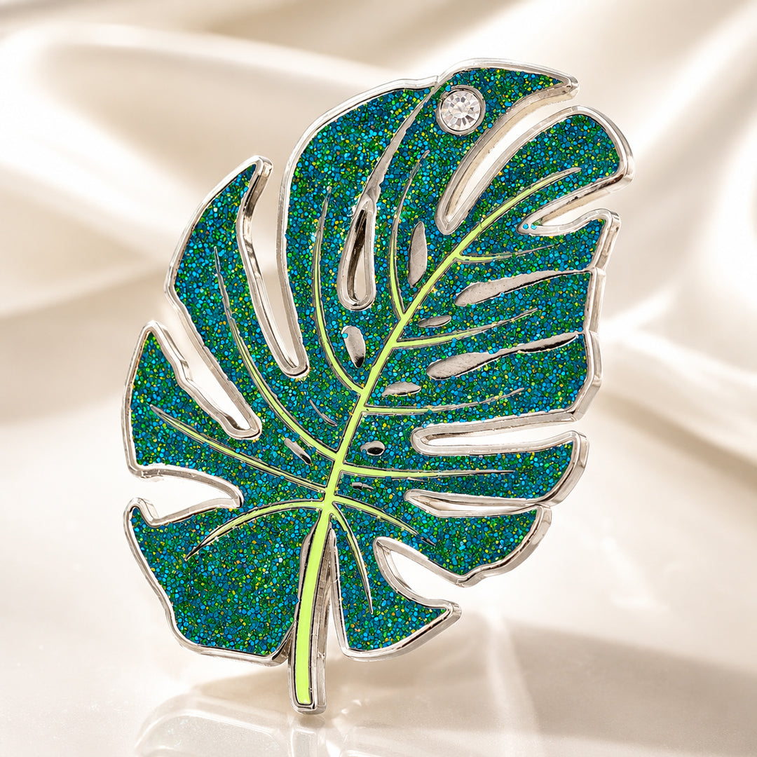 Sparkling Monstera Leaf Enamel Pin