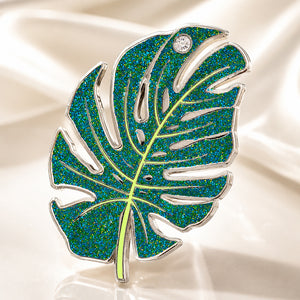 Sparkling Monstera Leaf Enamel Pin