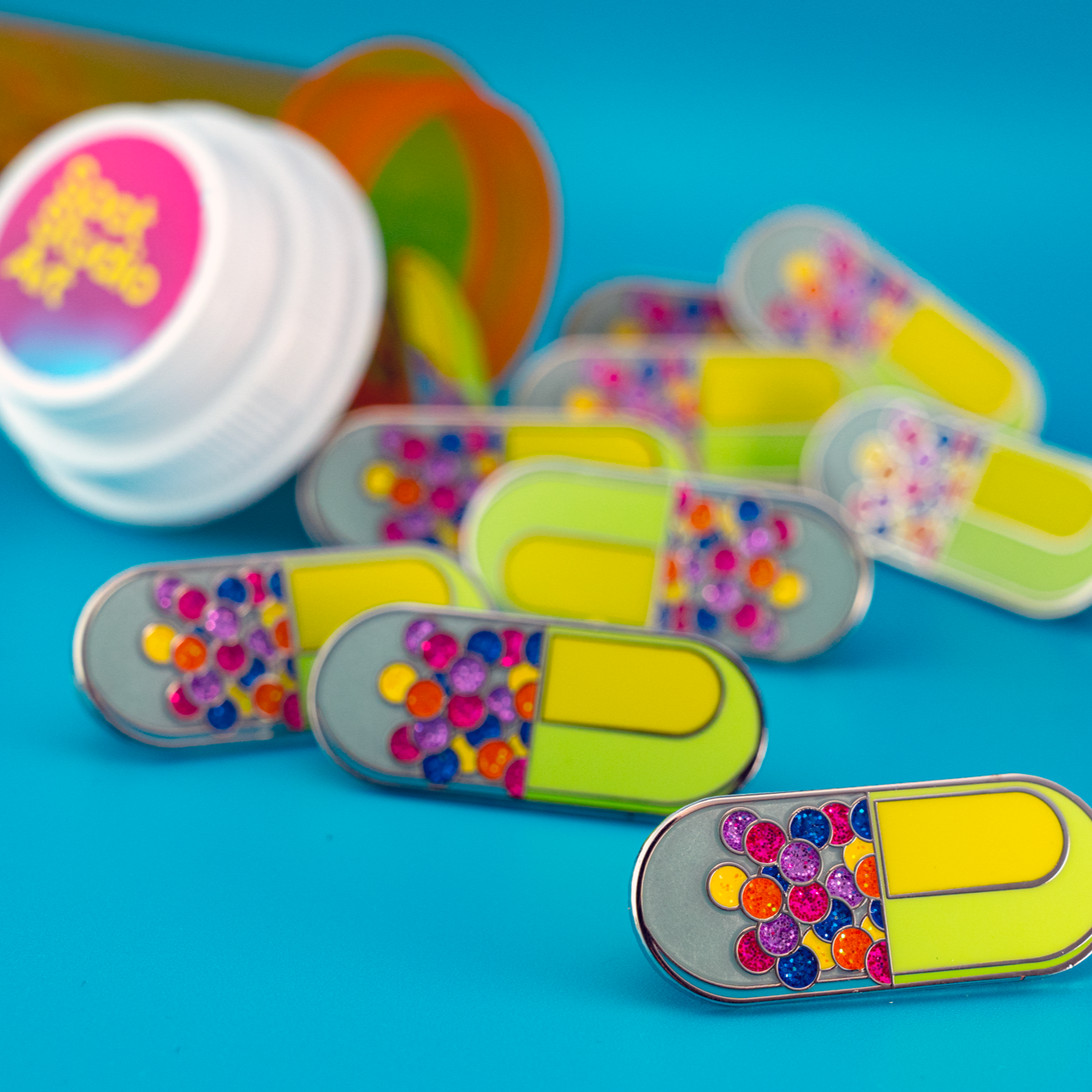 SparkleRx Capsule Pin: Glittering Medicine Enamel Accessory