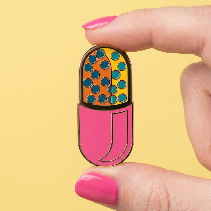 Pill Poppin' Capsule Enamel Pin