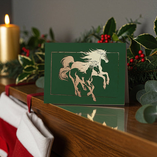Golden Gallop Foil-Pressed Greeting Card